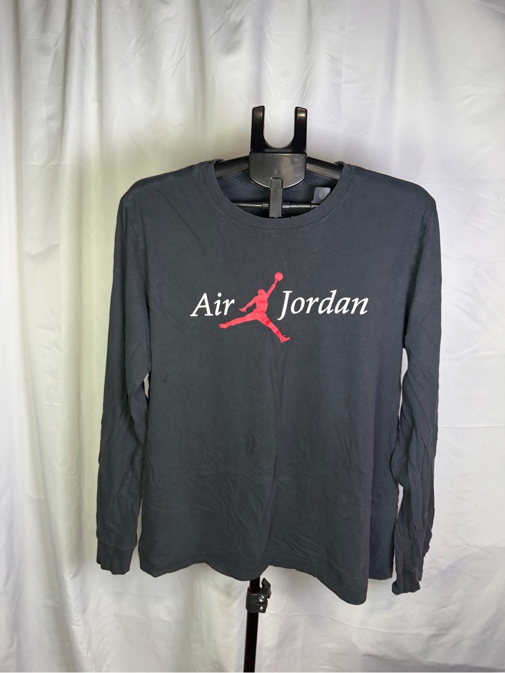 Jordan Black Long-Sleeve Shirt with Red Jumpman and White Script